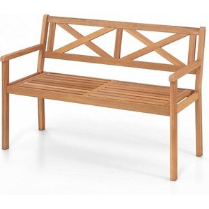 image:imageGiantex Outdoor Wooden Bench 2Person Patio Garden Loveseat  Patio Bench with Armrests and Backrest Acacia Wood Garden Bench Seating for Backyard Front Porch and Park 800 lbs Max LoadOpen XBack