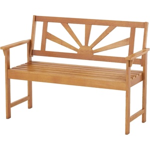 image:imageGiantex Outdoor Wooden Bench 2Person Patio Garden Loveseat  Patio Bench with Armrests and Backrest Acacia Wood Garden Bench Seating for Backyard Front Porch and Park 800 lbs Max LoadSunburst Back