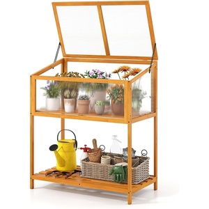 image:imageGiantex Wood Cold Frame Greenhouse Raised Flower Planter Protection with Transparent Openable Roof amp Slatted Shelf Indoor Outdoor Hot House for Garden Balcony 36x20x4236x20x42