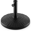image:imageGiantex 22 lbs Patio Umbrella Base with Rattan Texture Black  18 Round Heavy Duty Market Umbrella Stand 2 Pole Adapters AllWeather Resin Base for Outdoor Garden Deck Patio TableBlack