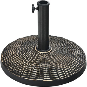 image:imageGiantex 22 lbs Patio Umbrella Base with Rattan Texture Black  18 Round Heavy Duty Market Umbrella Stand 2 Pole Adapters AllWeather Resin Base for Outdoor Garden Deck Patio TableBronze