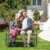 image:imageGIANTEX Patio Glider Benches for Outside Swing Glider Chair wSteel FrameBrown