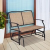 image:imageGIANTEX Patio Glider Benches for Outside Swing Glider Chair wSteel FrameBrown