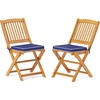 image:imageGIANTEX Patio Folding Chairs Set of 4 Portable Acacia Wood Dining Chair wSeat Cushion 400 LBS Weight Capacity Outdoor Chairs for Porch Balcony Backyard Poolside Garden BeigeNavy