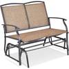 image:imageGIANTEX Patio Glider Benches for Outside Swing Glider Chair wSteel FrameBrown