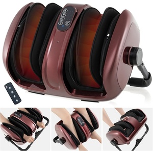 image:imageGiantex Foot Massager with Heat Calf Massager with Remove Control 2 Vibration Options 5 Mode amp 5 Compression Intensity 360Adjustable Stand Shiatsu Foot Massage Machine for Calf Arm Relax GreyRed