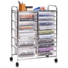 image:imageGiantex 10 Drawers Rolling Cart Classroom Organizers Storage Cart with Wheels for Teacher Office Home School Supplies Tool Craft Art Paper Green GradientClear
