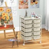 image:imageGiantex 10 Drawers Rolling Cart Classroom Organizers Storage Cart with Wheels for Teacher Office Home School Supplies Tool Craft Art Paper Green GradientIvory