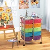 image:imageGiantex 10 Drawers Rolling Cart Classroom Organizers Storage Cart with Wheels for Teacher Office Home School Supplies Tool Craft Art Paper Green GradientMulticolor