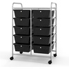 image:imageGiantex 10 Drawers Rolling Cart Classroom Organizers Storage Cart with Wheels for Teacher Office Home School Supplies Tool Craft Art Paper Green GradientBlack