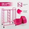 image:imageGiantex 10 Drawers Rolling Cart Classroom Organizers Storage Cart with Wheels for Teacher Office Home School Supplies Tool Craft Art Paper Green GradientHot Pink