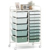 image:imageGiantex 10 Drawers Rolling Cart Classroom Organizers Storage Cart with Wheels for Teacher Office Home School Supplies Tool Craft Art Paper Green GradientGreen Gradient