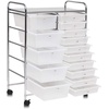 image:imageGiantex 10 Drawers Rolling Cart Classroom Organizers Storage Cart with Wheels for Teacher Office Home School Supplies Tool Craft Art Paper Green GradientClear