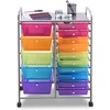 image:imageGiantex 10 Drawers Rolling Cart Classroom Organizers Storage Cart with Wheels for Teacher Office Home School Supplies Tool Craft Art Paper Green GradientMulticolor