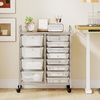image:imageGiantex 10 Drawers Rolling Cart Classroom Organizers Storage Cart with Wheels for Teacher Office Home School Supplies Tool Craft Art Paper Green GradientClear