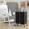 image:imageGiantex 10 Drawers Rolling Cart Classroom Organizers Storage Cart with Wheels for Teacher Office Home School Supplies Tool Craft Art Paper Green GradientBlack
