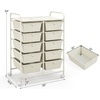 image:imageGiantex 10 Drawers Rolling Cart Classroom Organizers Storage Cart with Wheels for Teacher Office Home School Supplies Tool Craft Art Paper Green GradientIvory
