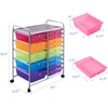 image:imageGiantex 10 Drawers Rolling Cart Classroom Organizers Storage Cart with Wheels for Teacher Office Home School Supplies Tool Craft Art Paper Green GradientMulticolor
