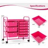 image:imageGiantex 10 Drawers Rolling Cart Classroom Organizers Storage Cart with Wheels for Teacher Office Home School Supplies Tool Craft Art Paper Green GradientHot Pink