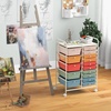 image:imageGiantex 10 Drawers Rolling Cart Classroom Organizers Storage Cart with Wheels for Teacher Office Home School Supplies Tool Craft Art Paper Green GradientMacaron Multicolor