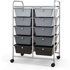 image:imageGiantex 10 Drawers Rolling Cart Classroom Organizers Storage Cart with Wheels for Teacher Office Home School Supplies Tool Craft Art Paper Green GradientBlack Gradient