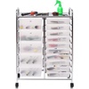 image:imageGiantex 10 Drawers Rolling Cart Classroom Organizers Storage Cart with Wheels for Teacher Office Home School Supplies Tool Craft Art Paper Green GradientClear