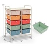 image:imageGiantex 10 Drawers Rolling Cart Classroom Organizers Storage Cart with Wheels for Teacher Office Home School Supplies Tool Craft Art Paper Green GradientMacaron Multicolor