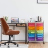 image:imageGiantex 10 Drawers Rolling Cart Classroom Organizers Storage Cart with Wheels for Teacher Office Home School Supplies Tool Craft Art Paper Green GradientMulticolor