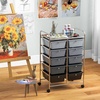 image:imageGiantex 10 Drawers Rolling Cart Classroom Organizers Storage Cart with Wheels for Teacher Office Home School Supplies Tool Craft Art Paper Green GradientBlack Gradient