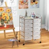 image:imageGiantex 10 Drawers Rolling Cart Classroom Organizers Storage Cart with Wheels for Teacher Office Home School Supplies Tool Craft Art Paper Green GradientClear