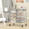 image:imageGiantex 10 Drawers Rolling Cart Classroom Organizers Storage Cart with Wheels for Teacher Office Home School Supplies Tool Craft Art Paper Green GradientClear
