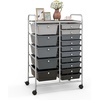 image:imageGiantex 10 Drawers Rolling Cart Classroom Organizers Storage Cart with Wheels for Teacher Office Home School Supplies Tool Craft Art Paper Green GradientBlack Gradient