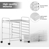 image:imageGiantex 10 Drawers Rolling Cart Classroom Organizers Storage Cart with Wheels for Teacher Office Home School Supplies Tool Craft Art Paper Green GradientClear