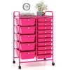 image:imageGiantex 10 Drawers Rolling Cart Classroom Organizers Storage Cart with Wheels for Teacher Office Home School Supplies Tool Craft Art Paper Green GradientHot Pink