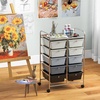 image:imageGiantex 10 Drawers Rolling Cart Classroom Organizers Storage Cart with Wheels for Teacher Office Home School Supplies Tool Craft Art Paper Green GradientGray Gradient