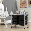 image:imageGiantex 10 Drawers Rolling Cart Classroom Organizers Storage Cart with Wheels for Teacher Office Home School Supplies Tool Craft Art Paper Green GradientBlack