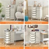 image:imageGiantex 10 Drawers Rolling Cart Classroom Organizers Storage Cart with Wheels for Teacher Office Home School Supplies Tool Craft Art Paper Green GradientIvory