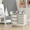 image:imageGiantex 10 Drawers Rolling Cart Classroom Organizers Storage Cart with Wheels for Teacher Office Home School Supplies Tool Craft Art Paper Green GradientIvory