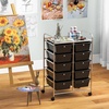 image:imageGiantex 10 Drawers Rolling Cart Classroom Organizers Storage Cart with Wheels for Teacher Office Home School Supplies Tool Craft Art Paper Green GradientBlack