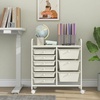 image:imageGiantex 10 Drawers Rolling Cart Classroom Organizers Storage Cart with Wheels for Teacher Office Home School Supplies Tool Craft Art Paper Green GradientIvory