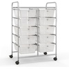 image:imageGiantex 10 Drawers Rolling Cart Classroom Organizers Storage Cart with Wheels for Teacher Office Home School Supplies Tool Craft Art Paper Green GradientClear