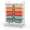 image:imageGiantex 10 Drawers Rolling Cart Classroom Organizers Storage Cart with Wheels for Teacher Office Home School Supplies Tool Craft Art Paper Green GradientMacaron Multicolor
