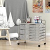 image:imageGiantex 10 Drawers Rolling Cart Classroom Organizers Storage Cart with Wheels for Teacher Office Home School Supplies Tool Craft Art Paper Green GradientClear