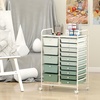 image:imageGiantex 10 Drawers Rolling Cart Classroom Organizers Storage Cart with Wheels for Teacher Office Home School Supplies Tool Craft Art Paper Green GradientGreen Gradient