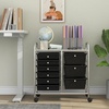 image:imageGiantex 10 Drawers Rolling Cart Classroom Organizers Storage Cart with Wheels for Teacher Office Home School Supplies Tool Craft Art Paper Green GradientBlack