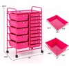 image:imageGiantex 10 Drawers Rolling Cart Classroom Organizers Storage Cart with Wheels for Teacher Office Home School Supplies Tool Craft Art Paper Green GradientHot Pink