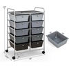 image:imageGiantex 10 Drawers Rolling Cart Classroom Organizers Storage Cart with Wheels for Teacher Office Home School Supplies Tool Craft Art Paper Green GradientBlack Gradient