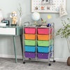image:imageGiantex 10 Drawers Rolling Cart Classroom Organizers Storage Cart with Wheels for Teacher Office Home School Supplies Tool Craft Art Paper Green GradientMulticolor