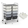 image:imageGiantex 10 Drawers Rolling Cart Classroom Organizers Storage Cart with Wheels for Teacher Office Home School Supplies Tool Craft Art Paper Green GradientGray Gradient