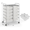 image:imageGiantex 10 Drawers Rolling Cart Classroom Organizers Storage Cart with Wheels for Teacher Office Home School Supplies Tool Craft Art Paper Green GradientClear